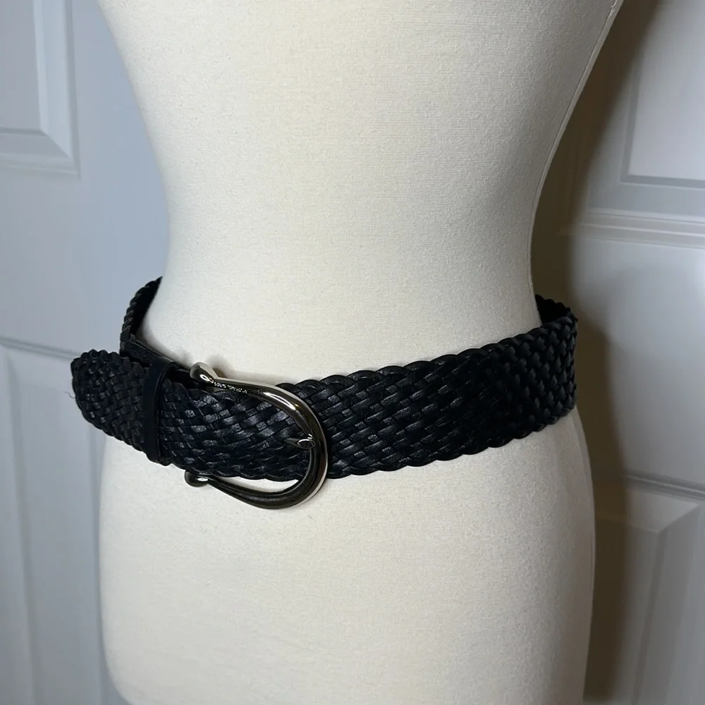 Michael Kors Black Woven Wide Leather Belt Small